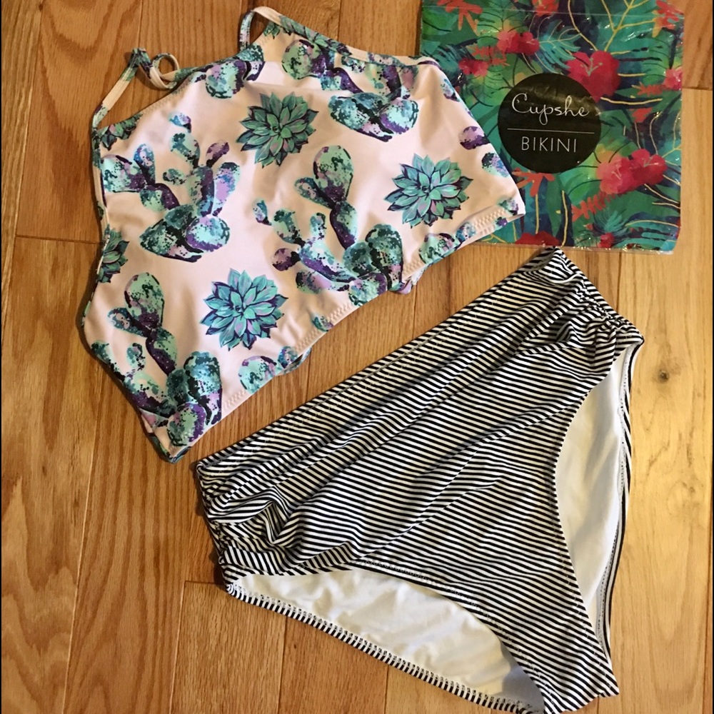 Cupshe Succulent High Neck and High Waist Bikini - Picture 3 of 8